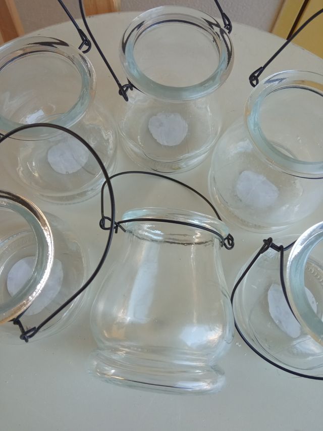 6 Faroles de cristal con asa