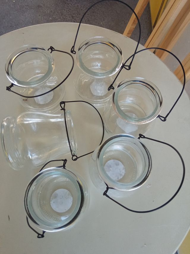 6 Faroles de cristal con asa