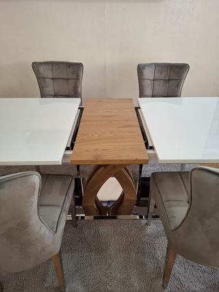 Mesa extensible moderna blanco-madera