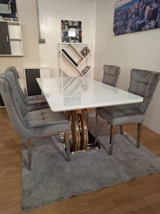 Mesa extensible moderna blanco-madera