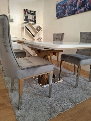 Mesa extensible moderna blanco-madera