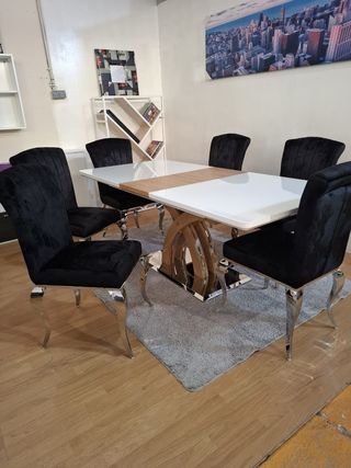 Mesa extensible moderna blanco-madera