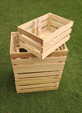 4 CAJAS CESTA DE MADERA.NUEVA.