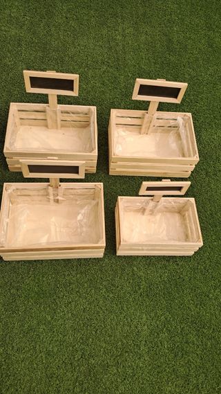 4 CAJAS CESTA DE MADERA.NUEVA.