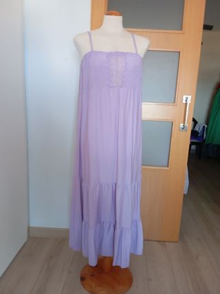 Vestido largo lila Zara XL