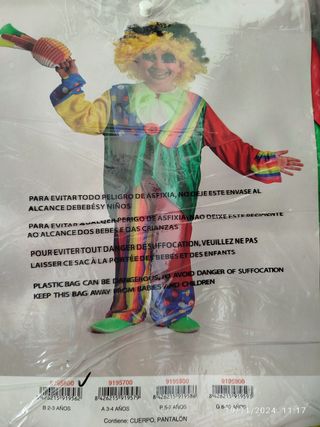 Disfraz de payaso niño - Talla 2-3 años