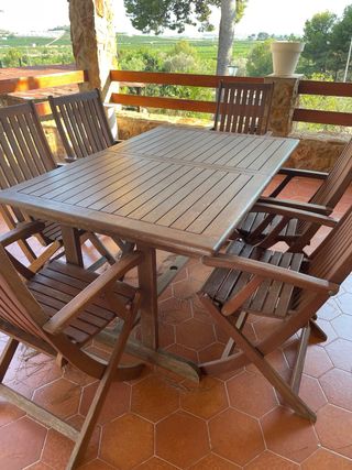 Mesa terraza teka 6 sillas