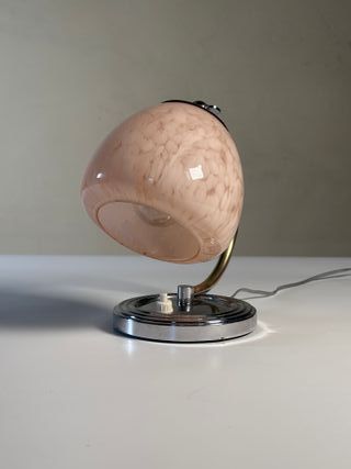 Abat jour da comodino Art Decò ottone e vetro rosa