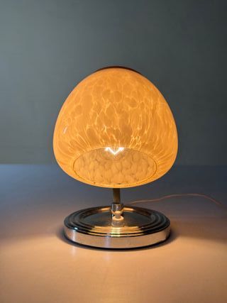 Abat jour da comodino Art Decò ottone e vetro rosa
