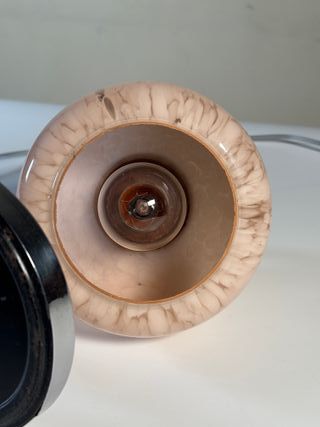 Abat jour da comodino Art Decò ottone e vetro rosa