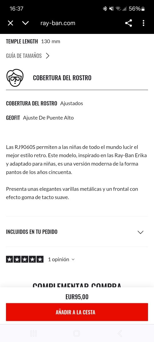 Gafas Rayban Erika Kids Moradas