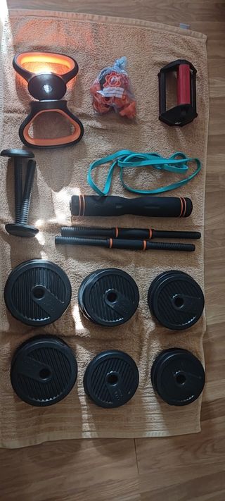 Kit pesas mancuernas fitness para hacer en casa. 