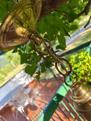 Lámpara bola cristal metal dorado