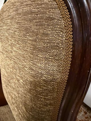 6 Sillas madera maciza tapizadas beige/dorado