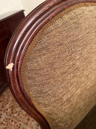 6 Sillas madera maciza tapizadas beige/dorado