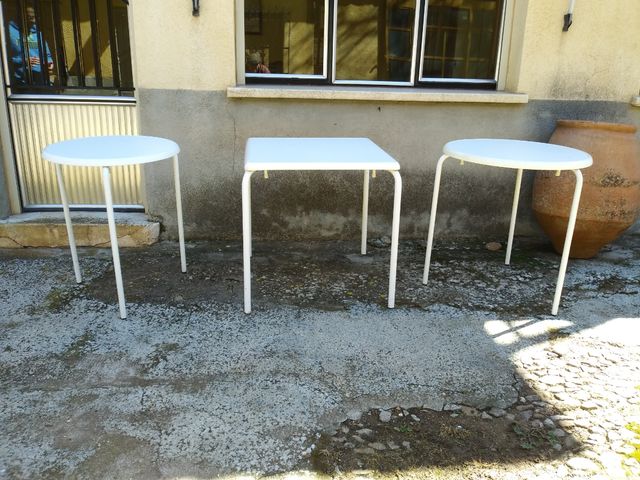 Mesas terraza blancas metal y plástificado