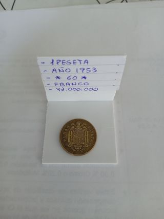 Moneda 1 Peseta España 1953 Franco
