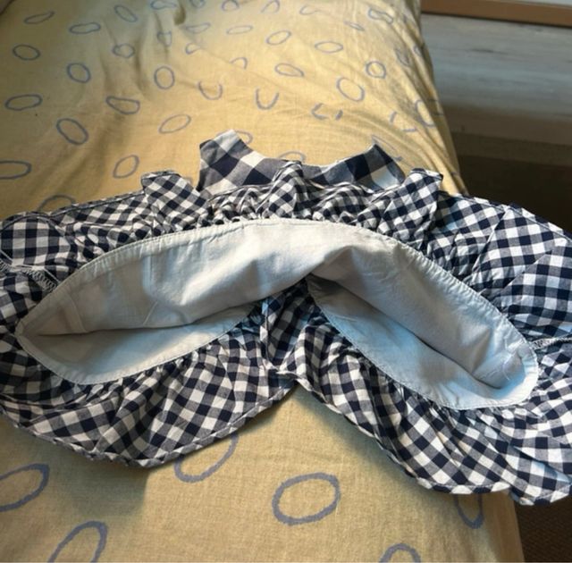 Vestido niña cuadros blanco-azul marino