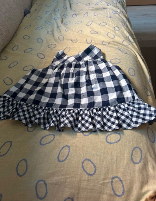 Vestido niña cuadros blanco-azul marino