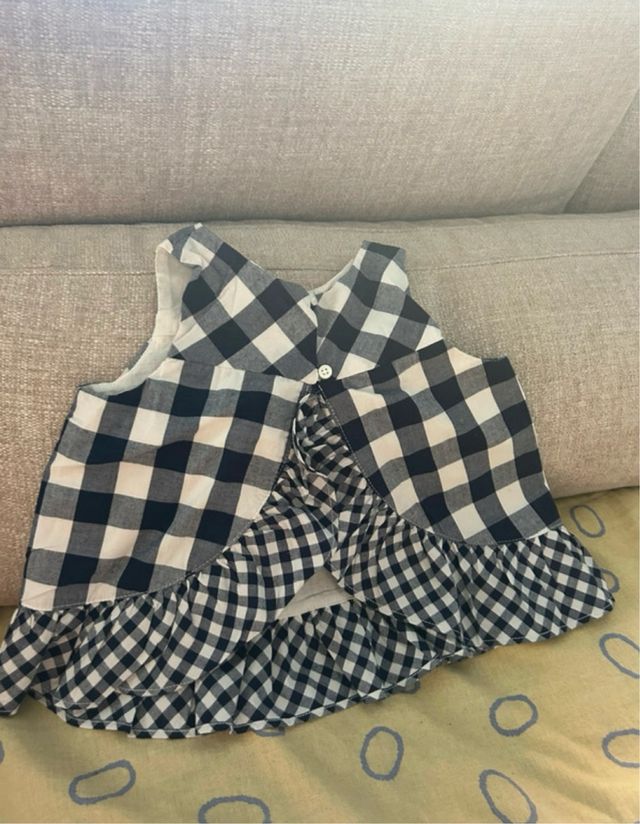 Vestido niña cuadros blanco-azul marino