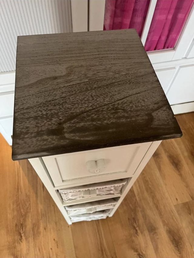 Mueble auxiliar 3 cestas mimbre blanco