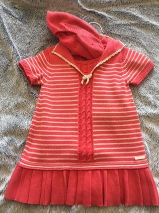 Vestido tricot riscas bebé