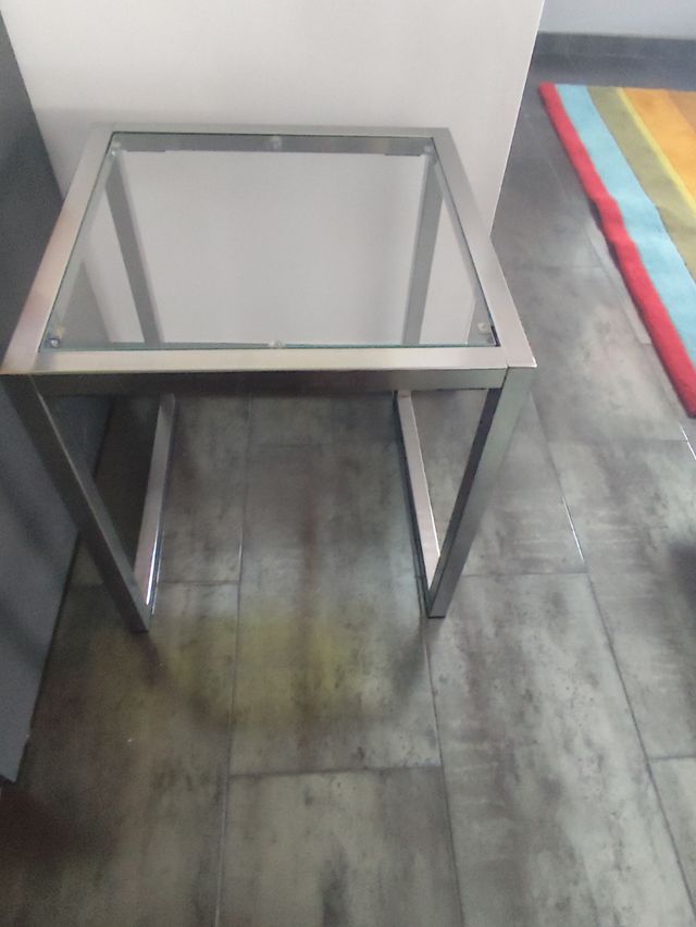 Mesita cristal cromada - moderna cuadrada