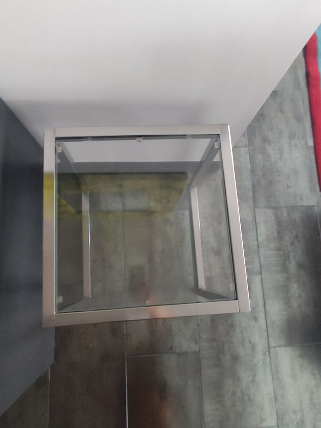 Mesita cristal cromada - moderna cuadrada