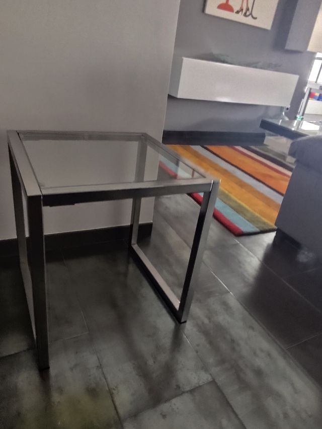 Mesita cristal cromada - moderna cuadrada