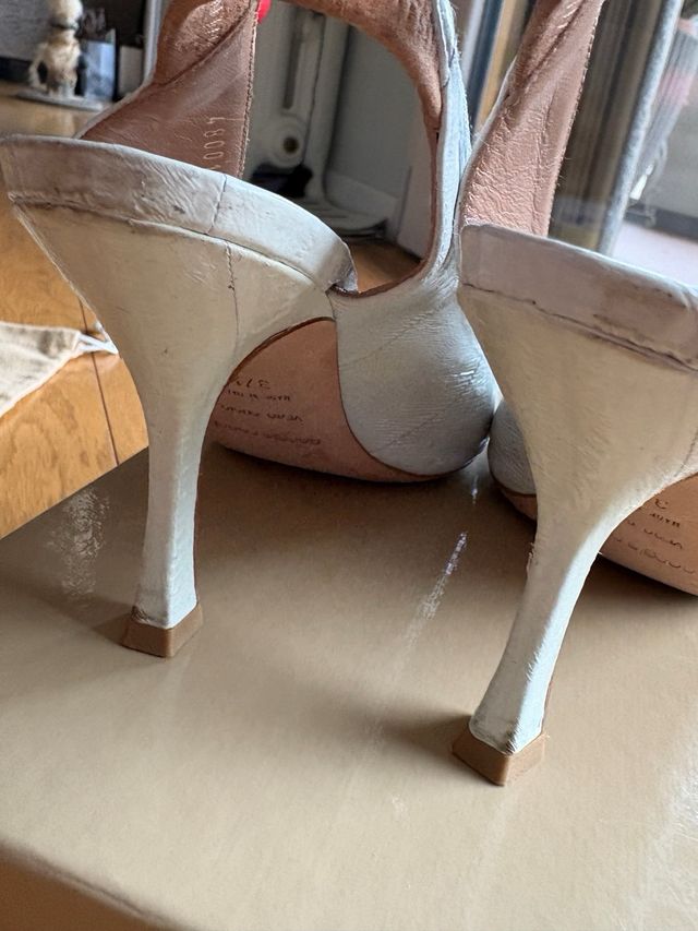 Sandali Sergio Rossi 37,5 beige/bianco tacco 9 cm