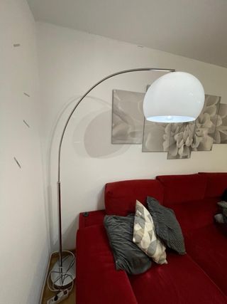 Lámpara arco plata y blanco