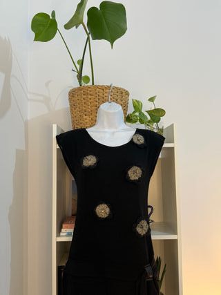 Vestido Roberto Naldi negro asimétrico M