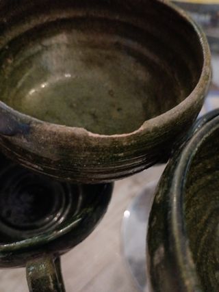 Tazas cerámica barro verde Oaxaca mexico artesanal