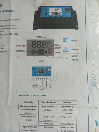 Regulador Carga 60A Solar 12/24V LCD