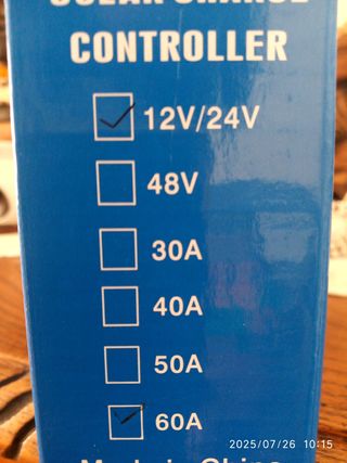 Regulador Carga 60A Solar 12/24V LCD