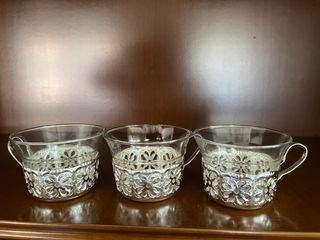 Juego café plata y cristal.6 tazas.Regalo bandeja