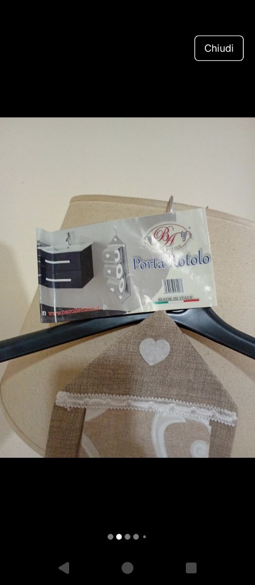 Porta rotolo bagno beige in tessuto