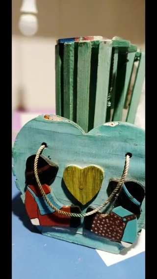 3 Cunas juguete madera pintada a mano