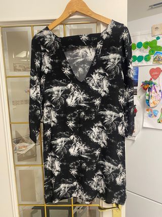 Vestido ikks XS - Negro - estampado palmeras