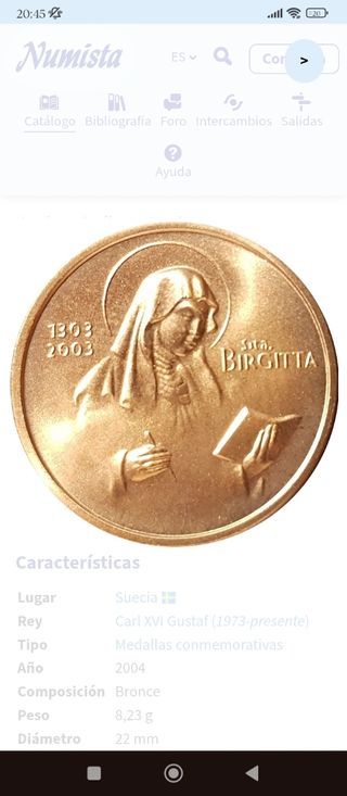 Medalla Santa Brígida - Suecia