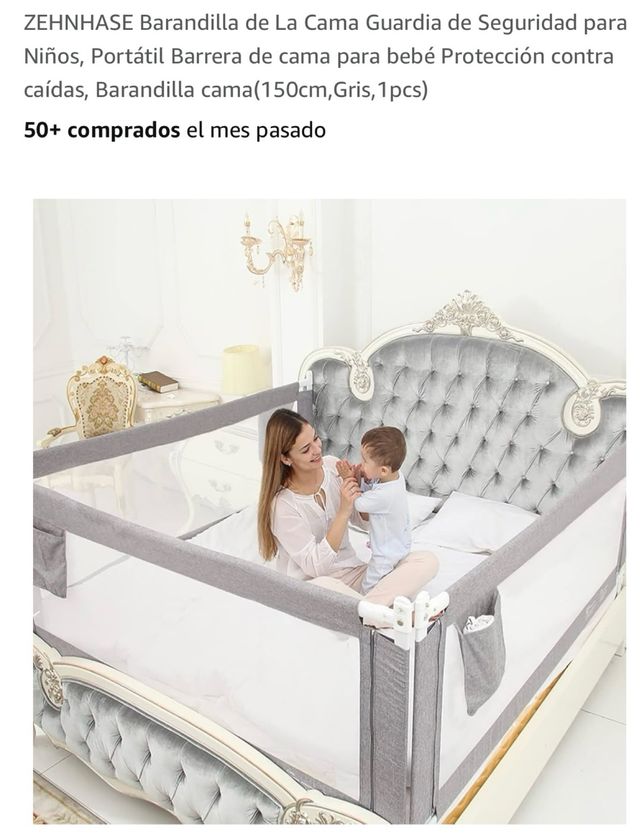 Barandilla cama bebé 150cm Gris