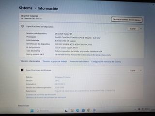 Portátil HP i7 8GB RAM 256GB NVMe