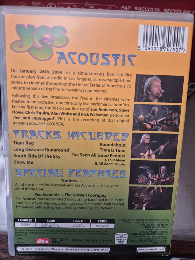 DVD Yes Acoustic - Concierto Acústico