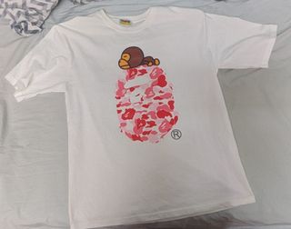 T-Shirt BAPE L Rosa/Bianca