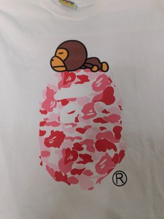 T-Shirt BAPE L Rosa/Bianca