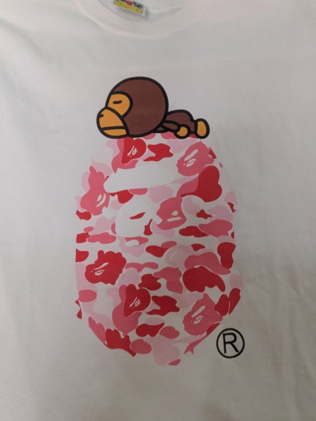 T-Shirt BAPE L Rosa/Bianca