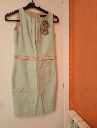 Vestido fiesta encaje menta
