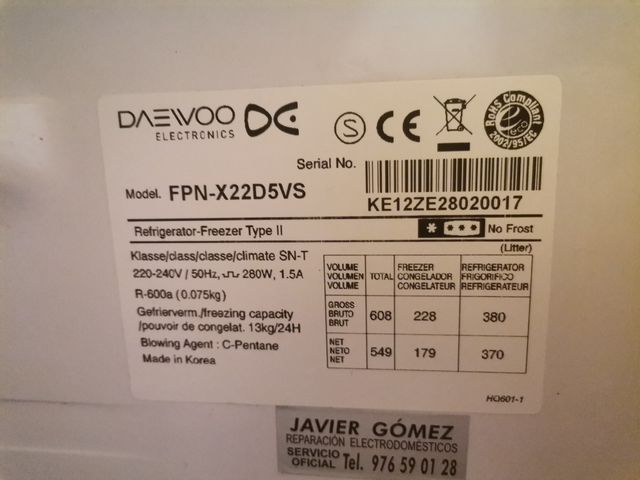 Refrigerador Daewoo FPN-X22D5VS