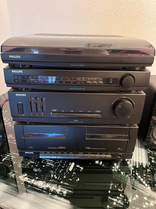 Equipo música Philips años 80: tocadiscos, radio y