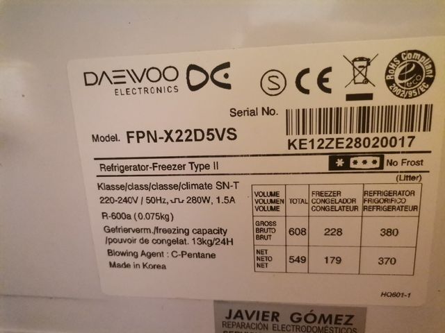 Placa electrónica Frigorífico Daewoo FPN-X22D5VS